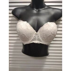 Victoria's Secret White Lace Lined Strapless Bra Underwire Lace women's Size 34D